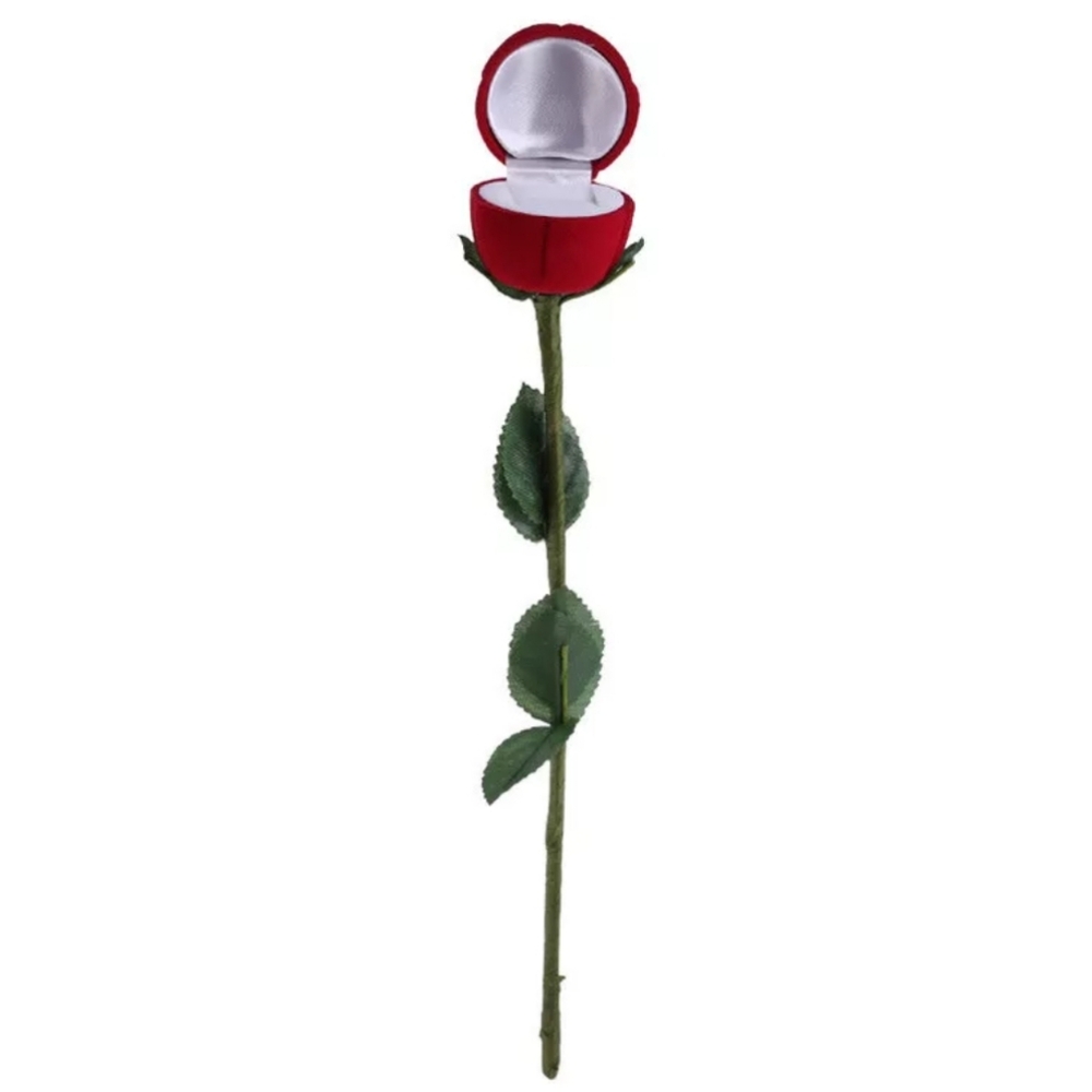 ⚘️ Flocked Red Rose Ring Box